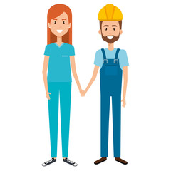 surgery woman with builder avatar charactervector illustration design