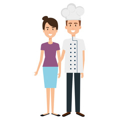 restaurant chef with woman avatars characters vector illustration design