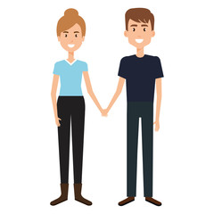 young couple avatars characters vector illustration design