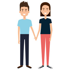 young couple avatars characters vector illustration design