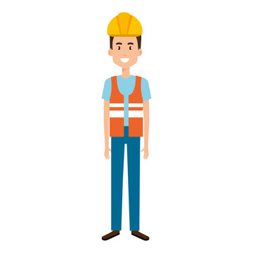 builder constructor reflective vest avatar character vector illustration design
