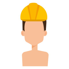 builder constructor shirtless with helmet avatar character vector illustration