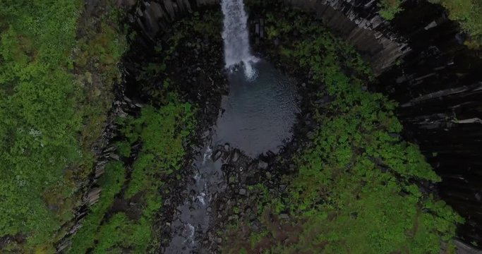 4k footage of Svartifoss waterfall in Iceland.