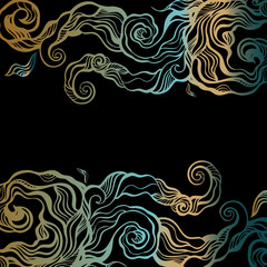 Hand drawn Blue water wave, abstract Sea background