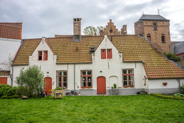 A green meadow with a medieval fantasy feeling in Brugge, Belgium