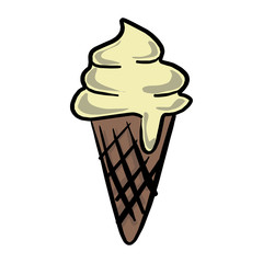 Ice cream cone vector illustration sketch hand drawn with black lines isolated on white background