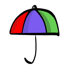 colorful umbrella vector illustration sketch hand drawn with black lines isolated on white background