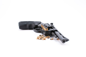 black gun pistol revolver isolated on white background