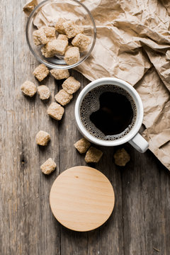 Coffee on a wooden table