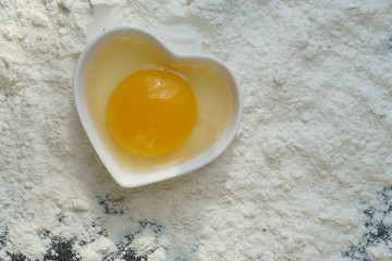 White flour with an egg