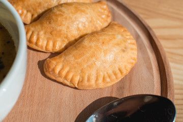 A delicious empanadas with chicken meat, typical dish of Argentinean cuisine
