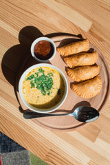 A delicious chicken cream soup from chef
