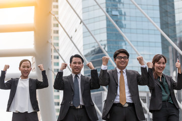 Business Team Celebration Party Success..Business People Success Achievement City Concept