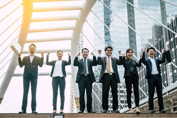 Business Team Celebration Party Success..Business People Success Achievement City Concept