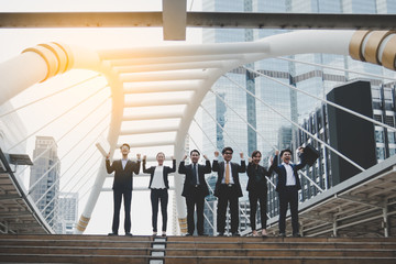 Business Team Celebration Party Success..Business People Success Achievement City Concept