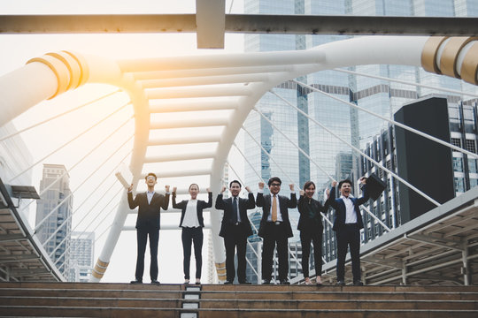 Business Team Celebration Party Success..Business People Success Achievement City Concept - Powered by Adobe