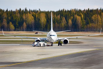 Airliner at an airport taxiway