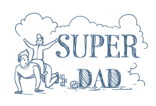 Super Dad Doodle Poster With Man Riding