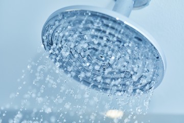 Shower water flowing