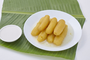 Delicious banana in syrup for Thai sweet