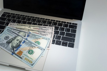 USA dollar banknote on key board