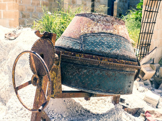 Construction, old concrete mixer