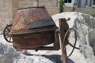 Construction, old concrete mixer