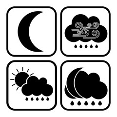 Weather icon showing moon at night rainy and cloudy sunny and cloudy rainy at night - weather icon concept