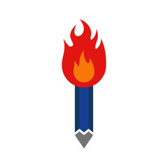 Fire Pencil Logo Icon Design