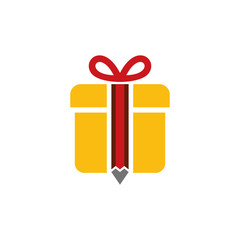 Gift Pencil Logo Icon Design