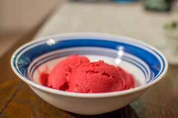 Bowl of raspberry sorbet