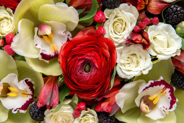 Bouquet of flowers as background.