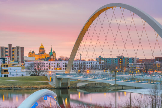 Des Moines Iowa Skyline In USA