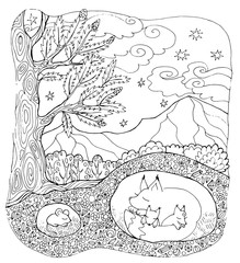 coloring page forest animals