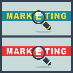 marketing word with magnifier concept