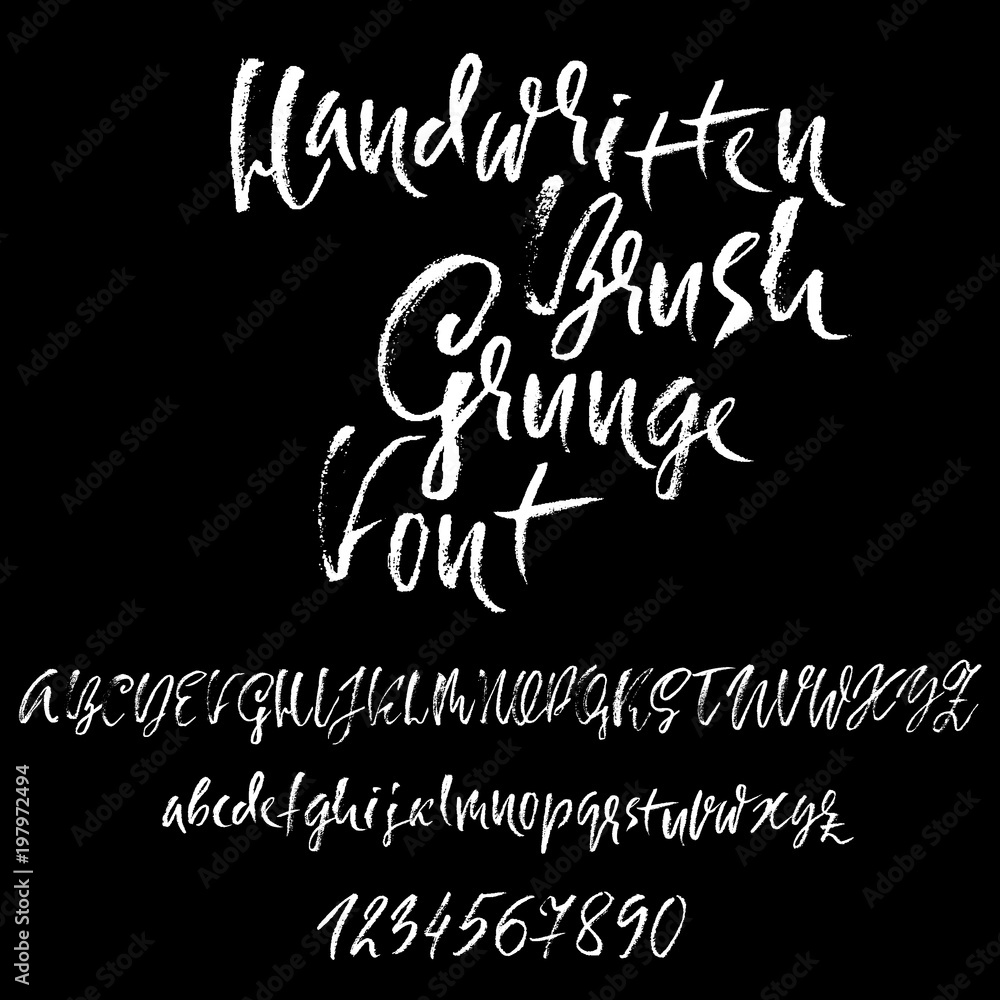 Canvas Prints Handdrawn dry brush font. Modern brush lettering. Grunge style alphabet. Vector illustration. - Canvas Prints