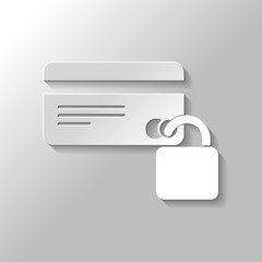 credit card protection icon. Paper style with shadow on gray background