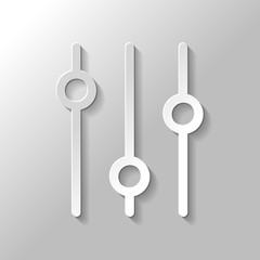 setting. simple icon. Paper style with shadow on gray background