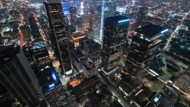 Los Angeles Downtown Financial District Aerial Time Lapse