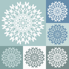 Vector ornamental round decoration. Set of abstract flowers.
