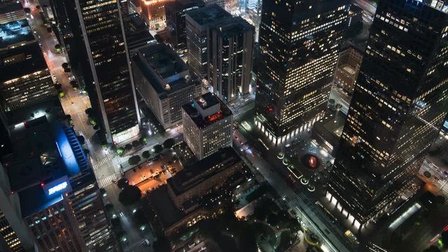 Los Angeles Downtown Financial District Aerial Time Lapse