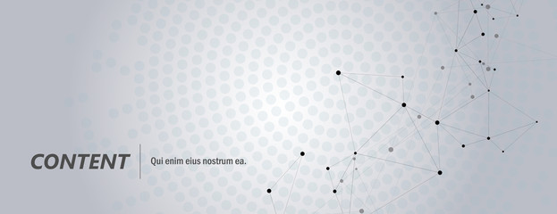 Geometric grey background connected molecule with line and dots