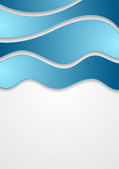 Abstract blue corporate waves on grey background