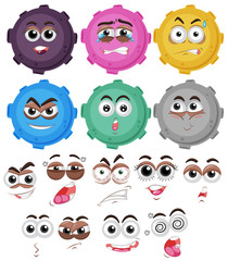 Round planet with different facial expressions