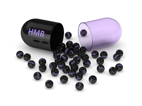 3d render of HMB pill with granules