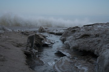Lake michigain in the winter