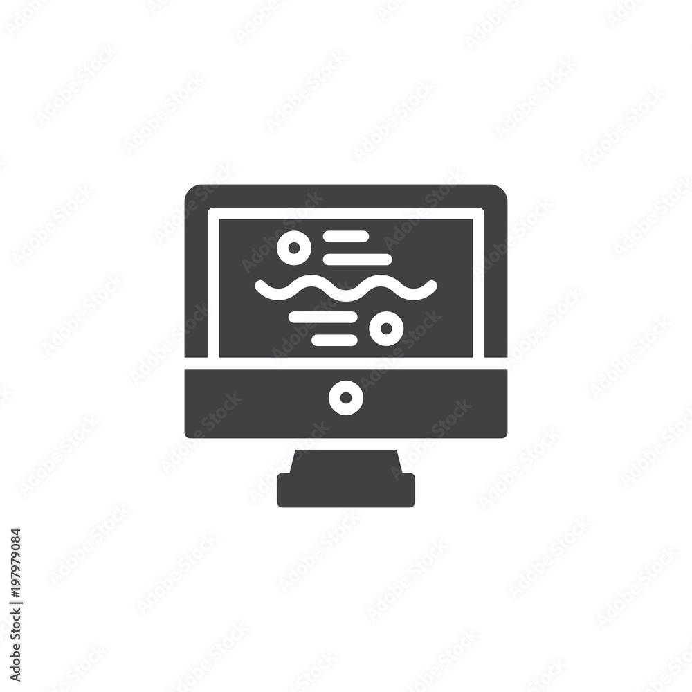 Fototapete computer monitor with analytics vector icon. filled flat sign for mobile concept and web design. des