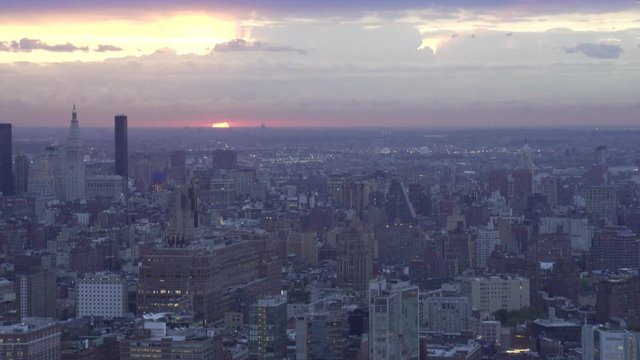 New York City aerial view of Chelsea and NoMad at sunrise.