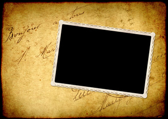 Vintage grunge background with paper texture and old photo