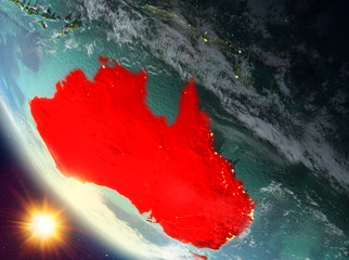 Sunset above Australia on Earth